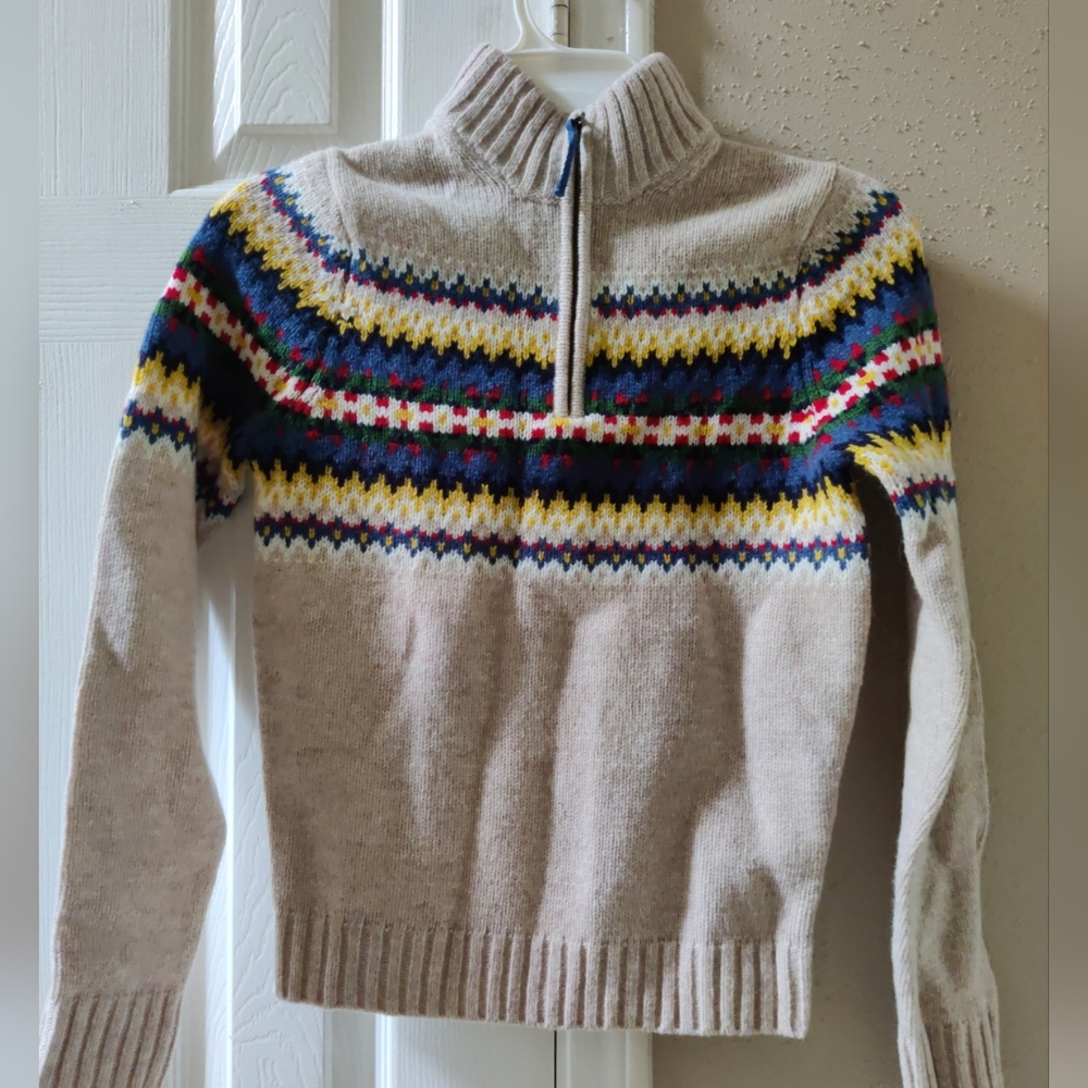 Mini Boden Cable Half Zip Jumper Sweater Color Ecru Marl Boys 9-10 Y NWT